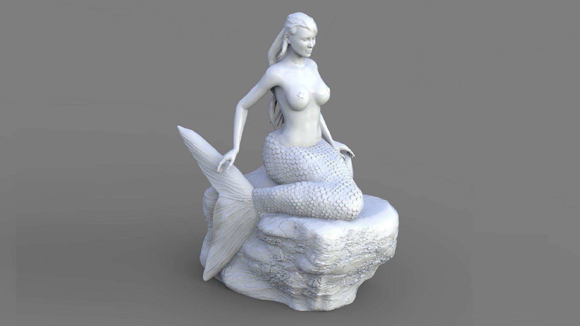 Mermaid Statue 3D print model_4