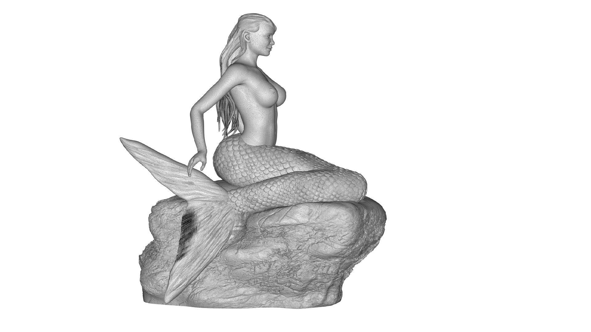 Mermaid Statue 3D print model_6