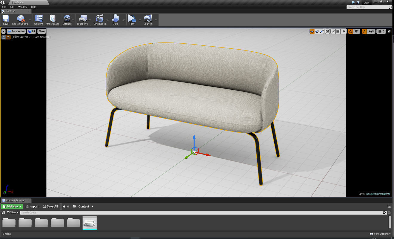 PlusHalle Low Nest Sofa UE4 Low-poly 3D model_1