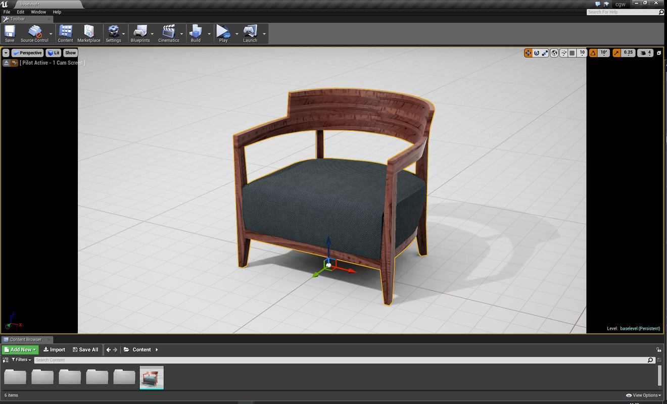 Flexform Jenny Chair UE4 Low-poly 3D model_1