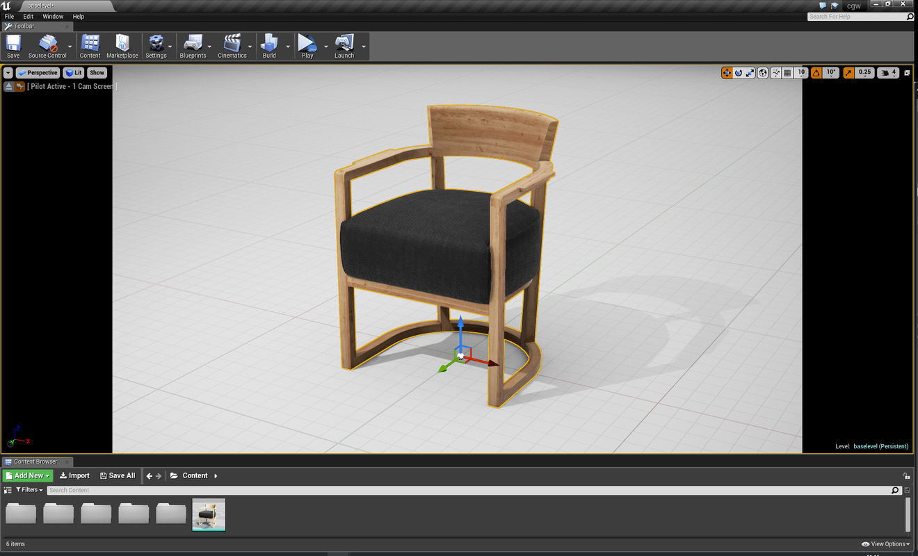 Flexform Barchetta Chair UE4 Low-poly 3D model_1