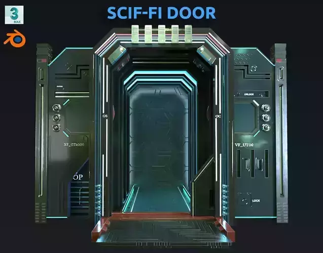 scifi door Low-poly 3D model