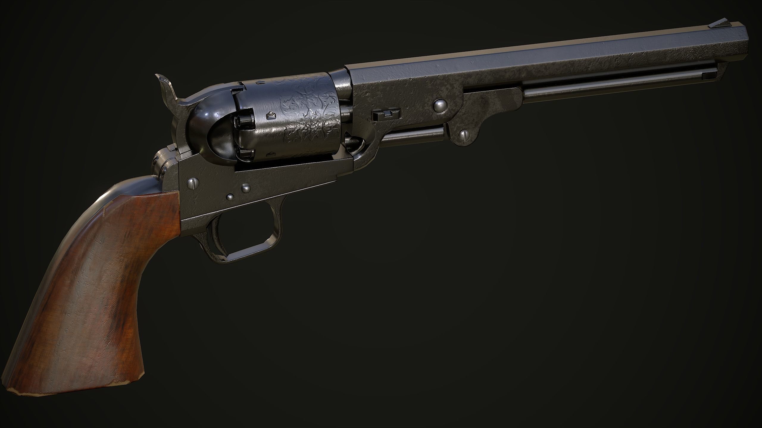 Western Revolver Low-poly 3D model_5