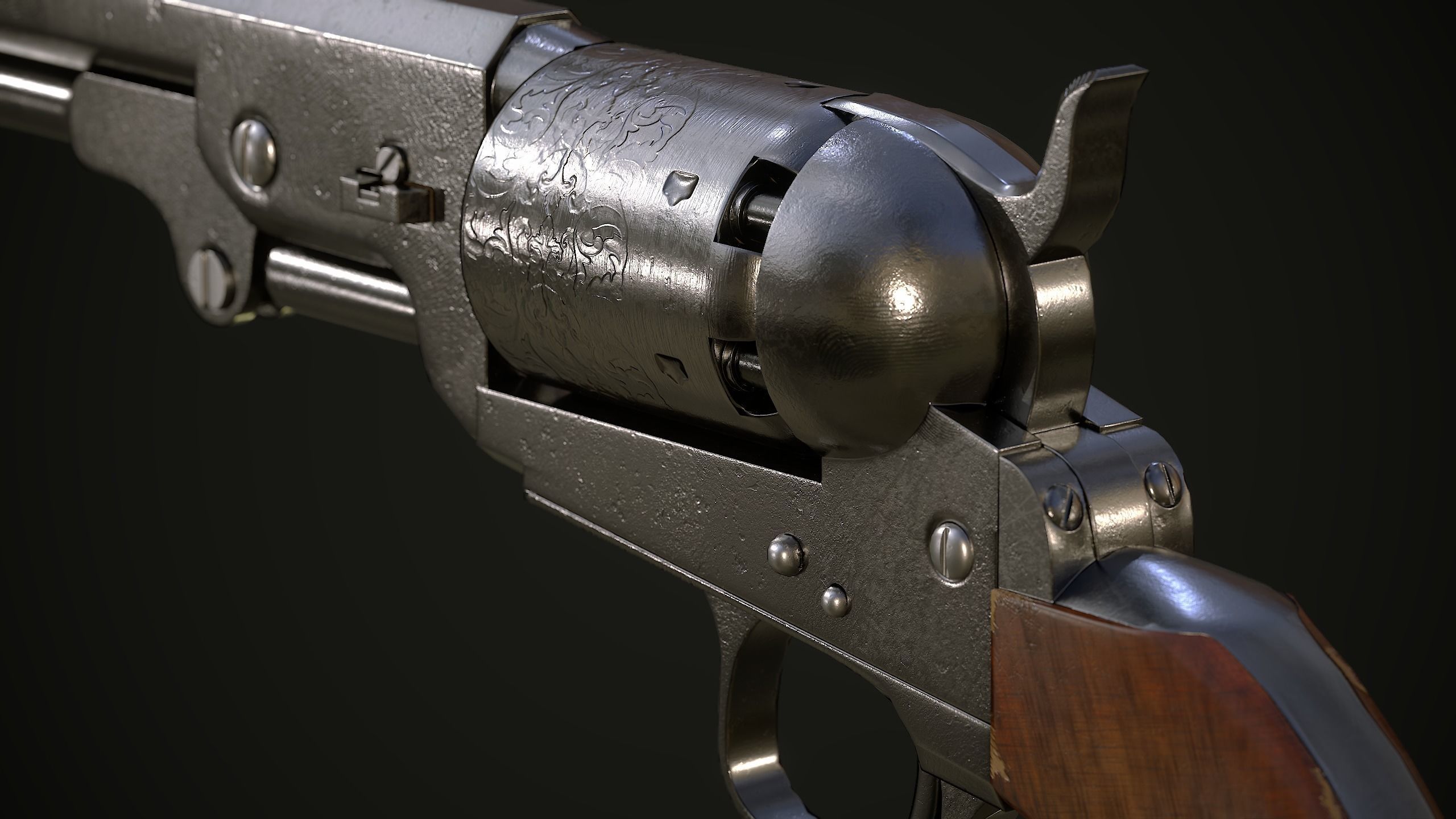 Western Revolver Low-poly 3D model_6