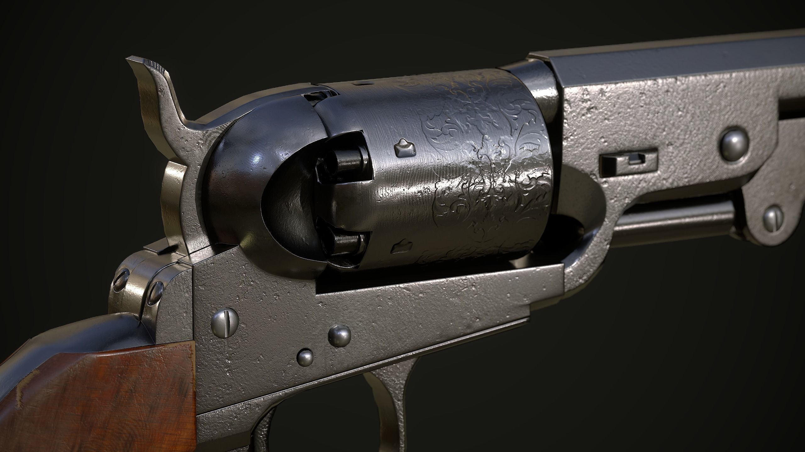 Western Revolver Low-poly 3D model_7
