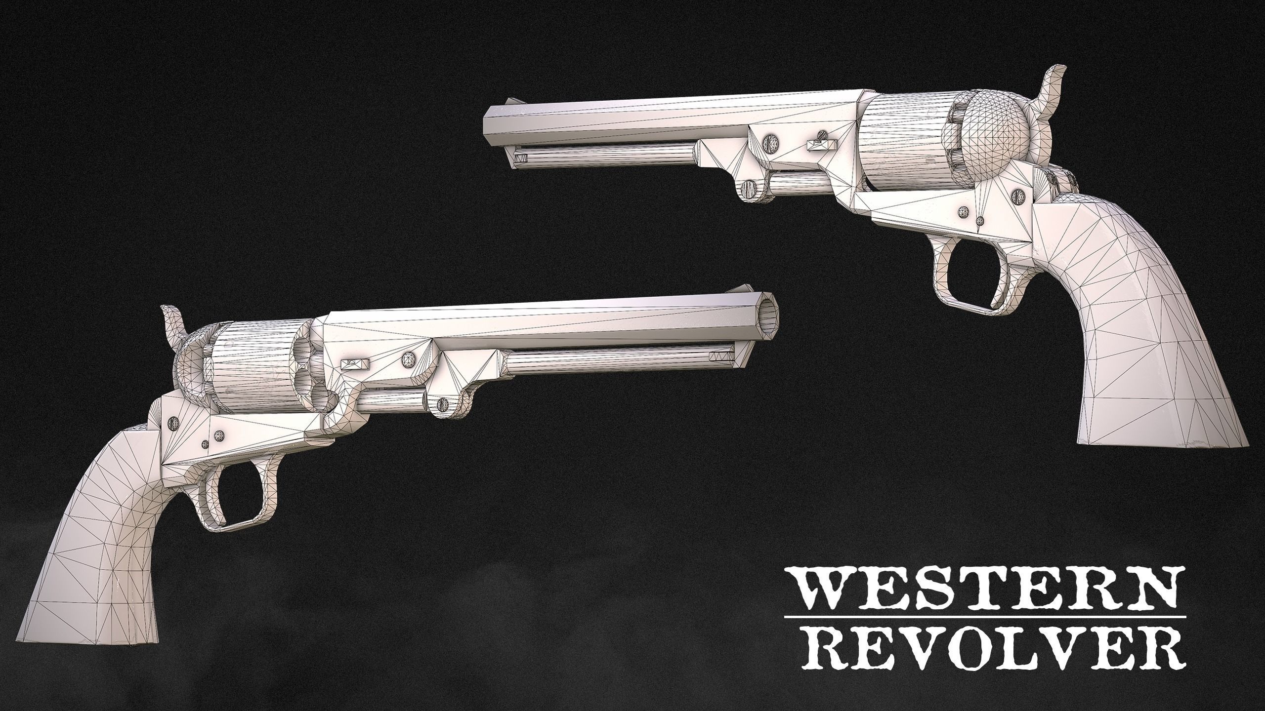 Western Revolver Low-poly 3D model_2