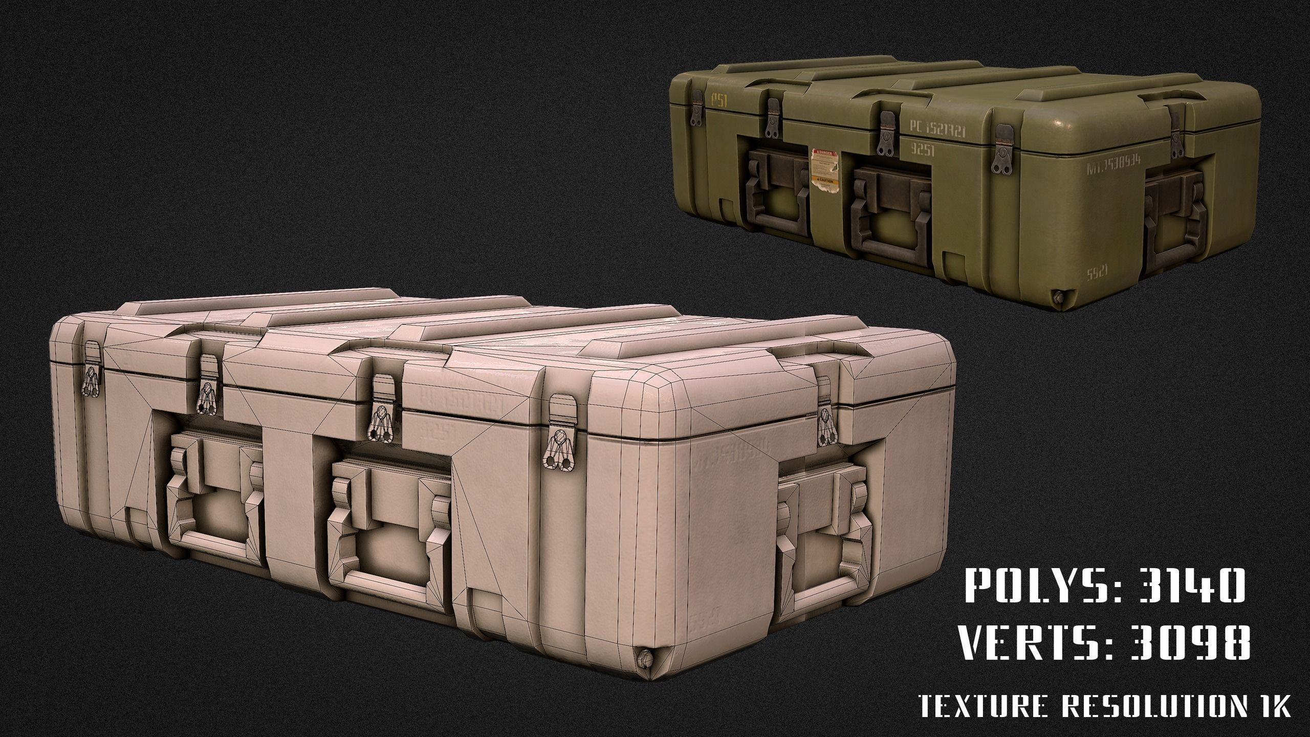 Military Chest Low-poly 3D model_2