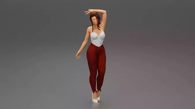 Woman Fashion Model Posing Wearing Pants