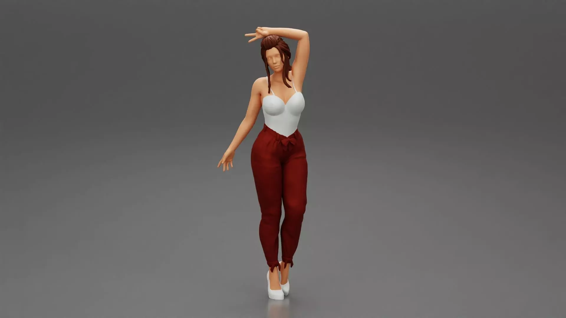 Woman Fashion Model Posing Wearing Pants 3D print model