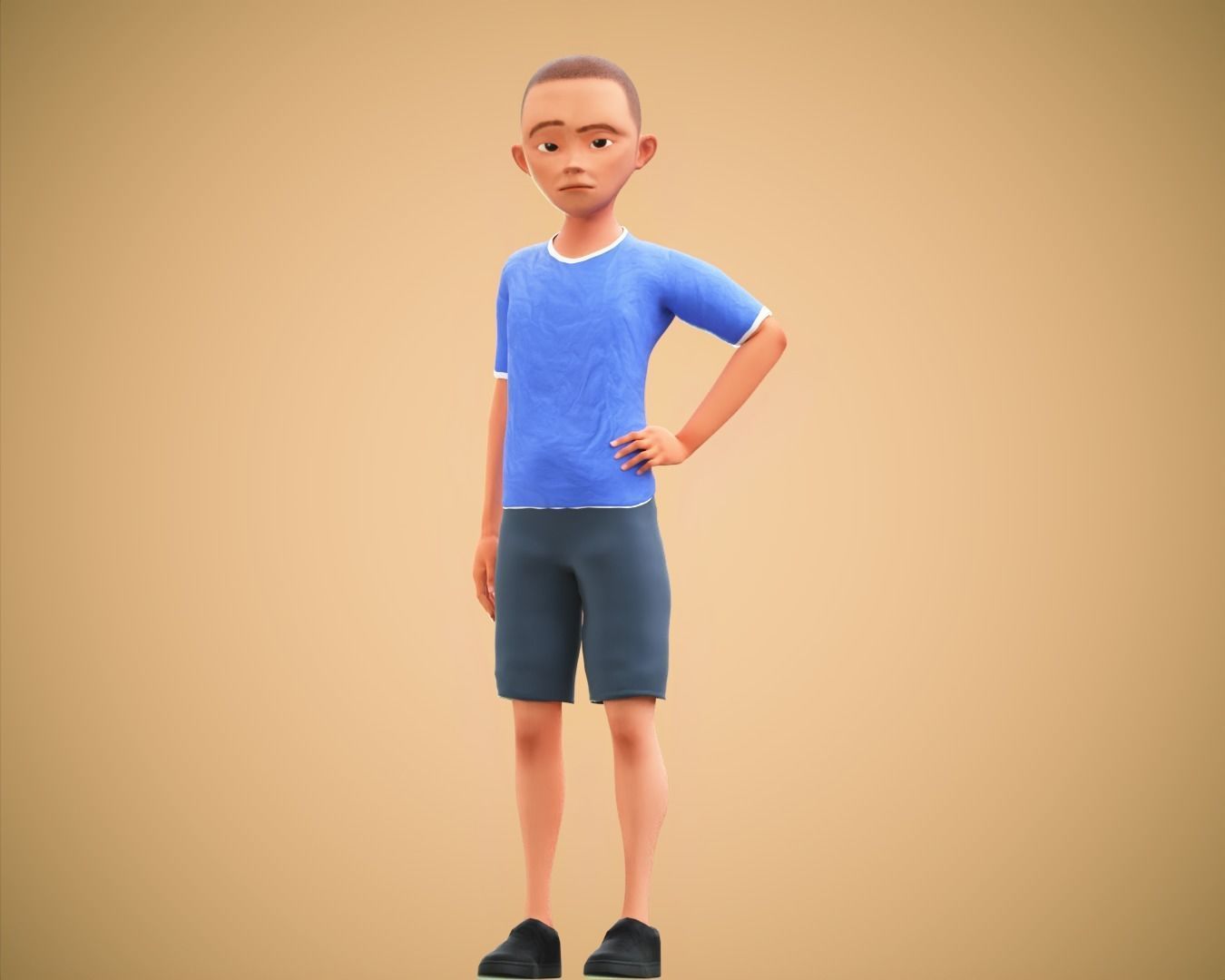 Cartoon character mini family pack rigged Low-poly 3D model_10