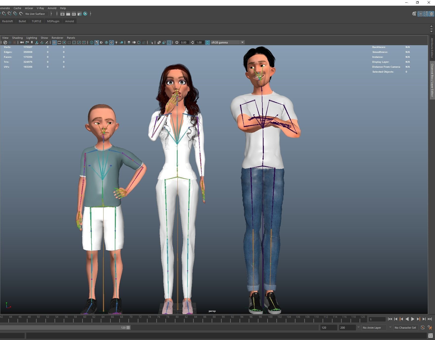 Cartoon character mini family pack rigged Low-poly 3D model_13