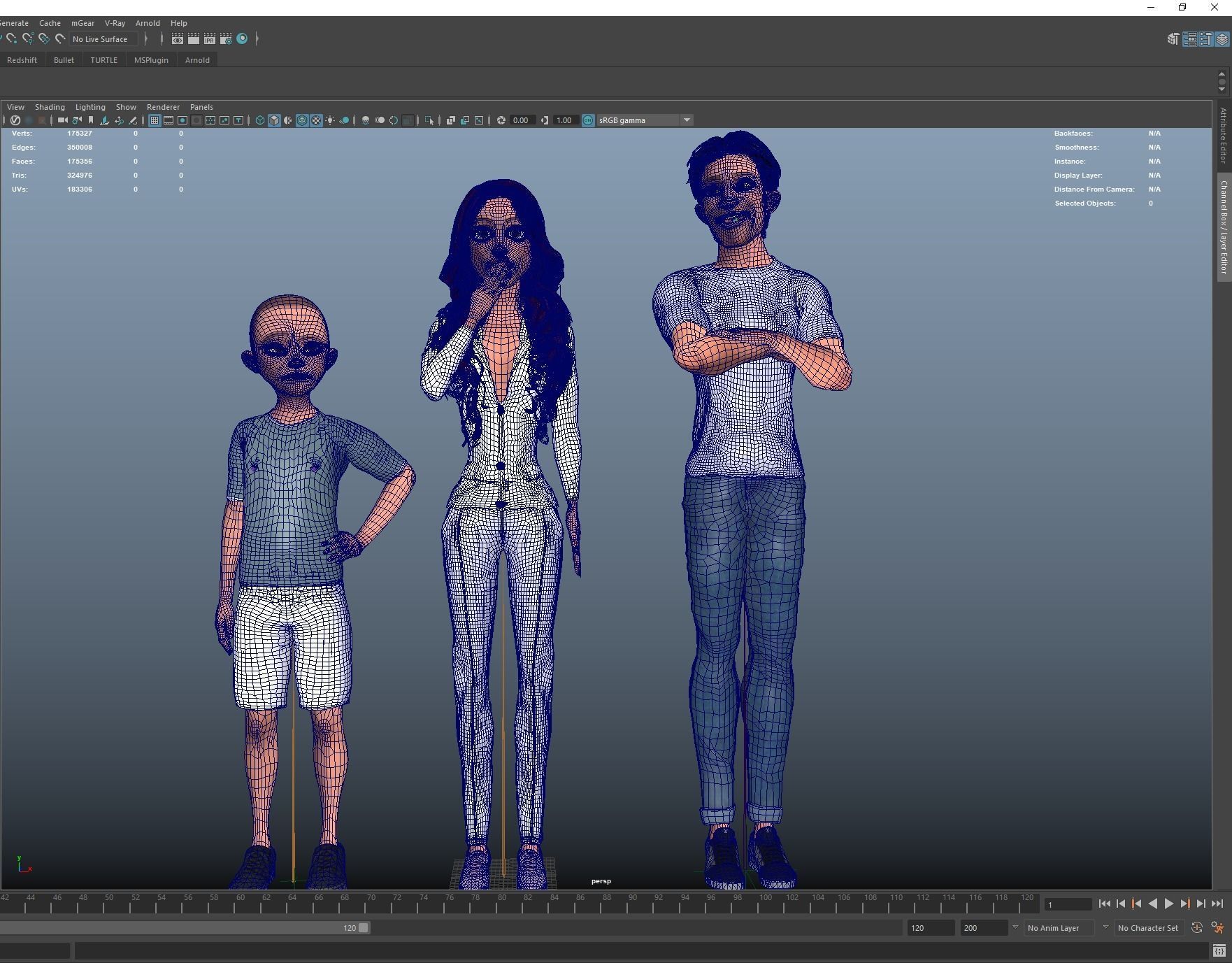 Cartoon character mini family pack rigged Low-poly 3D model_15