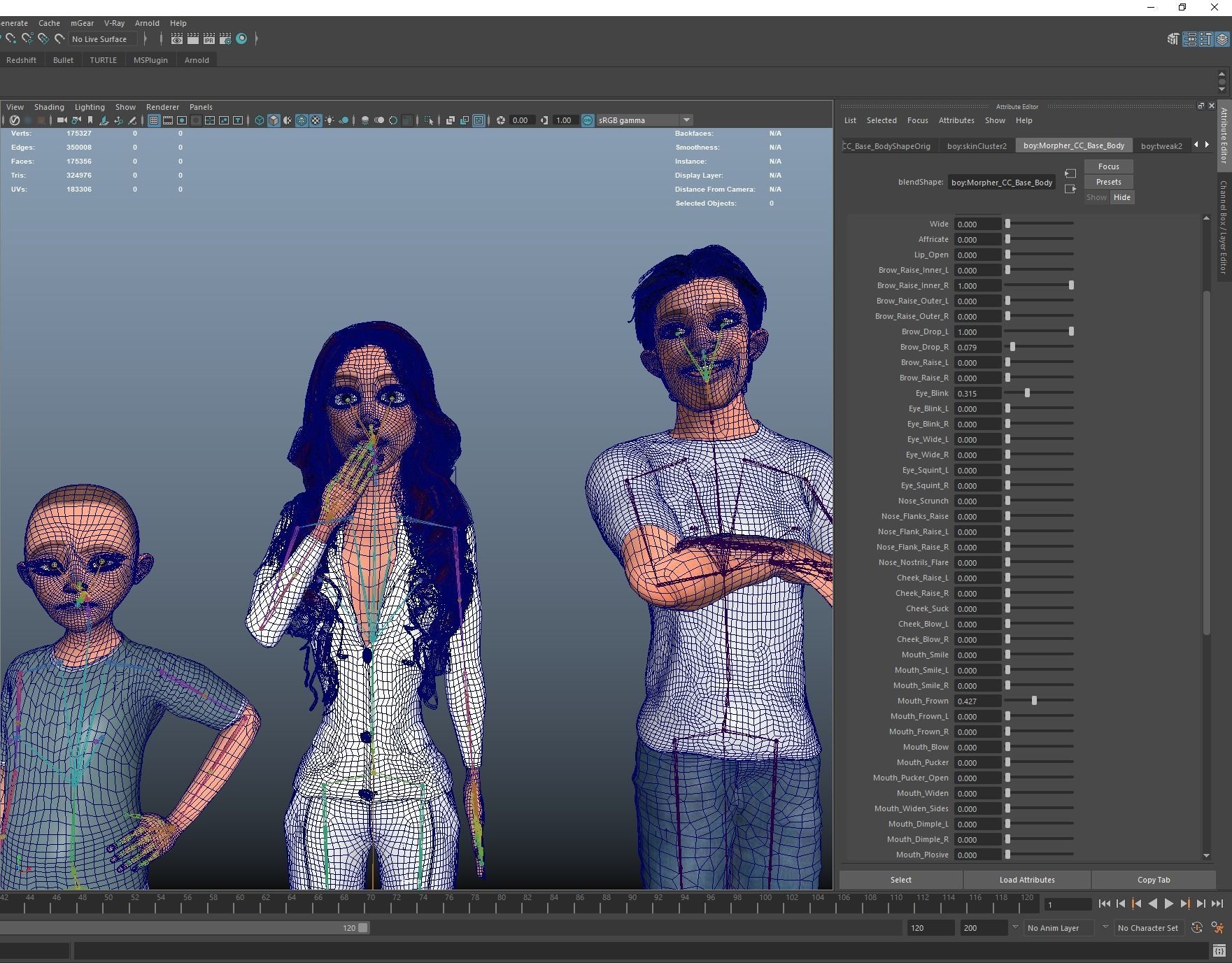 Cartoon character mini family pack rigged Low-poly 3D model_16
