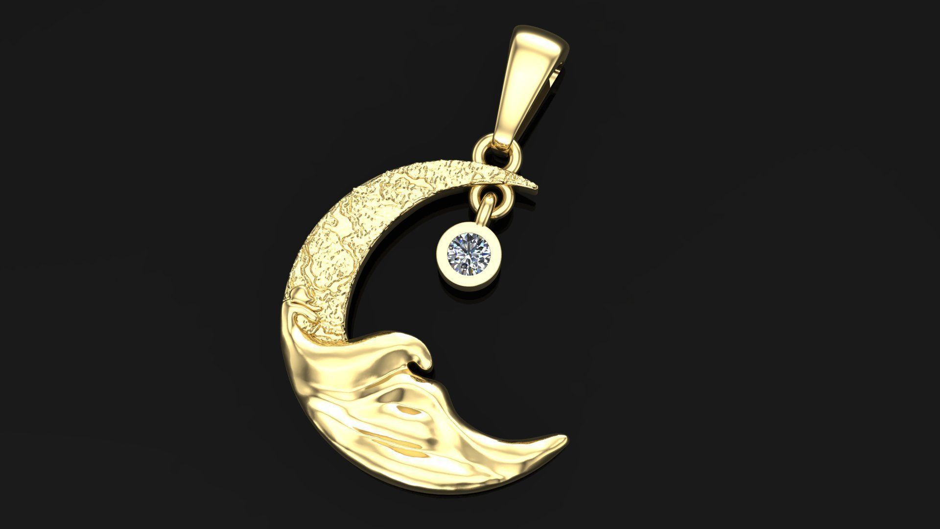 Moon pendant 3D model 3D print model_2