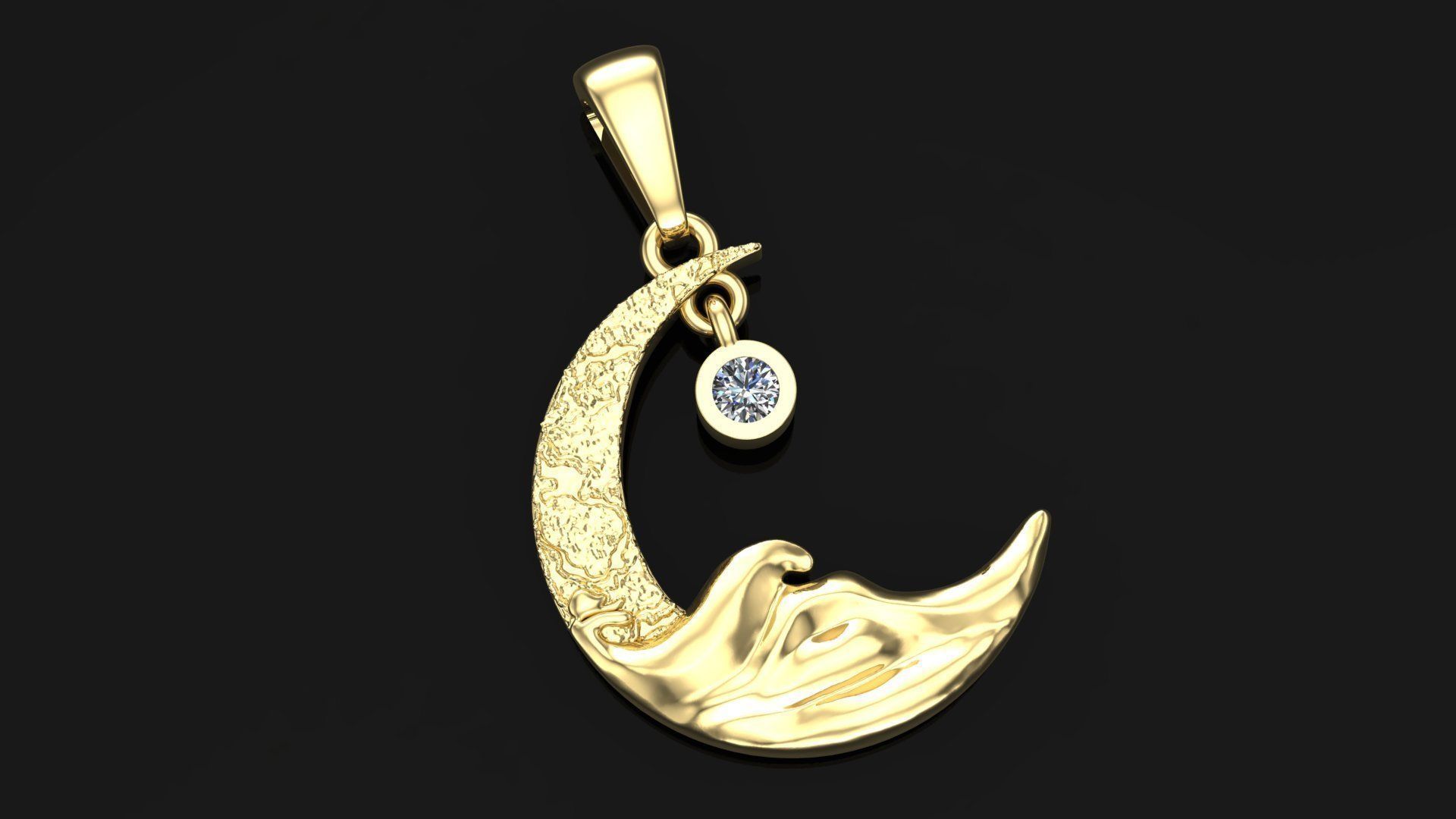 Moon pendant 3D model 3D print model_3