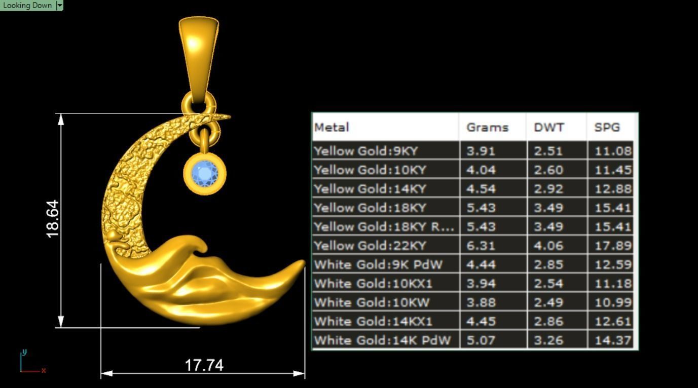 Moon pendant 3D model 3D print model_7