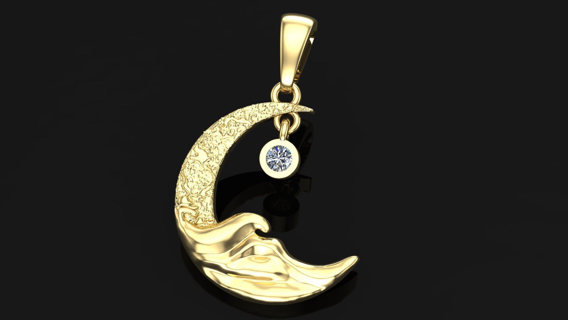 Moon pendant 3D model 3D print model_1