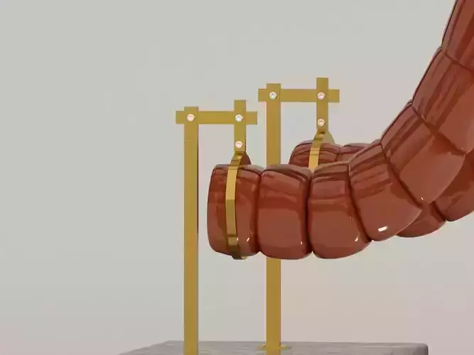 Hellboy person - orange and gold sculpture