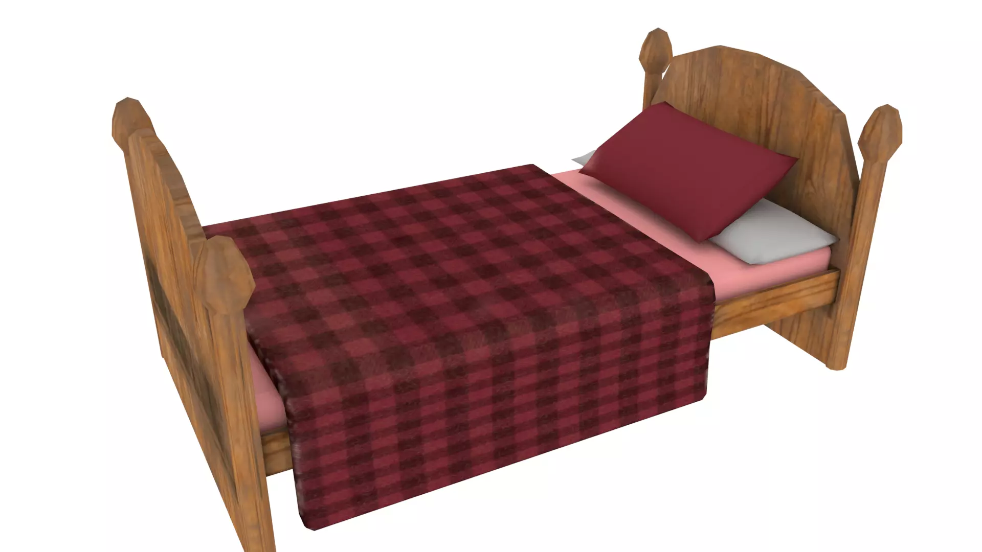 Cartoon Bed Low-poly 3D model