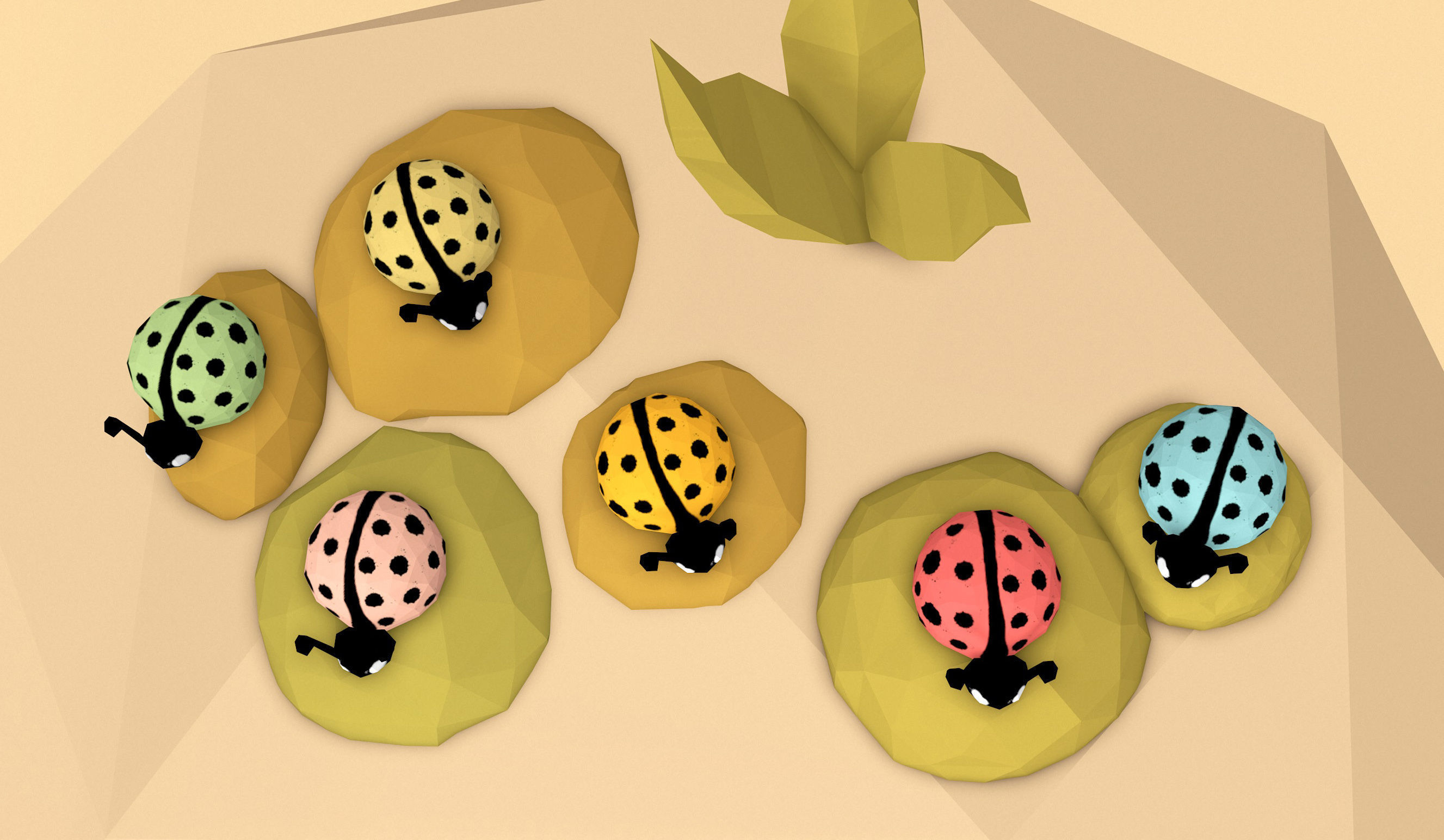 Cartoon Ladybugs -LOW POLY Low-poly 3D model_6