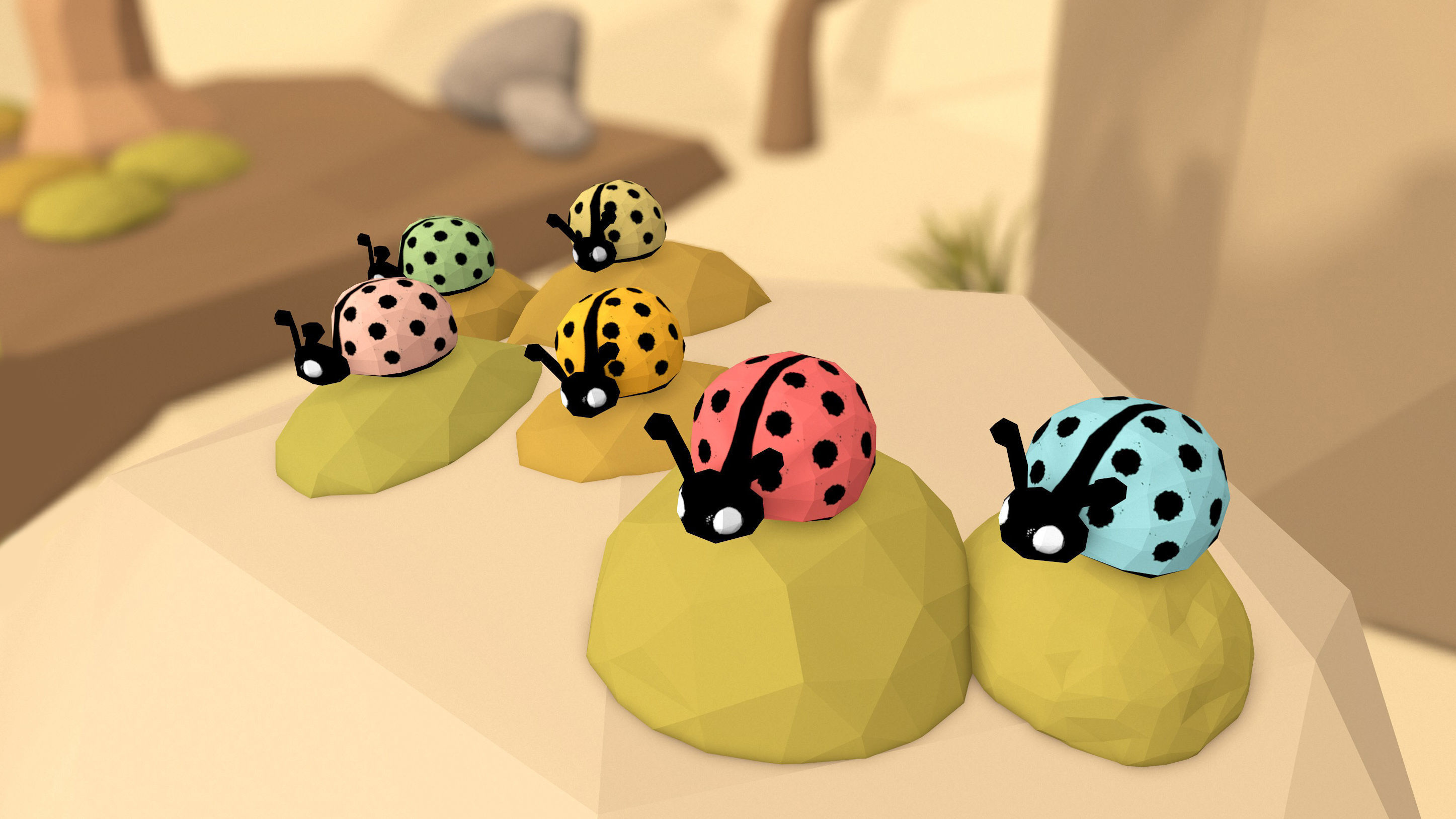Cartoon Ladybugs -LOW POLY Low-poly 3D model_9