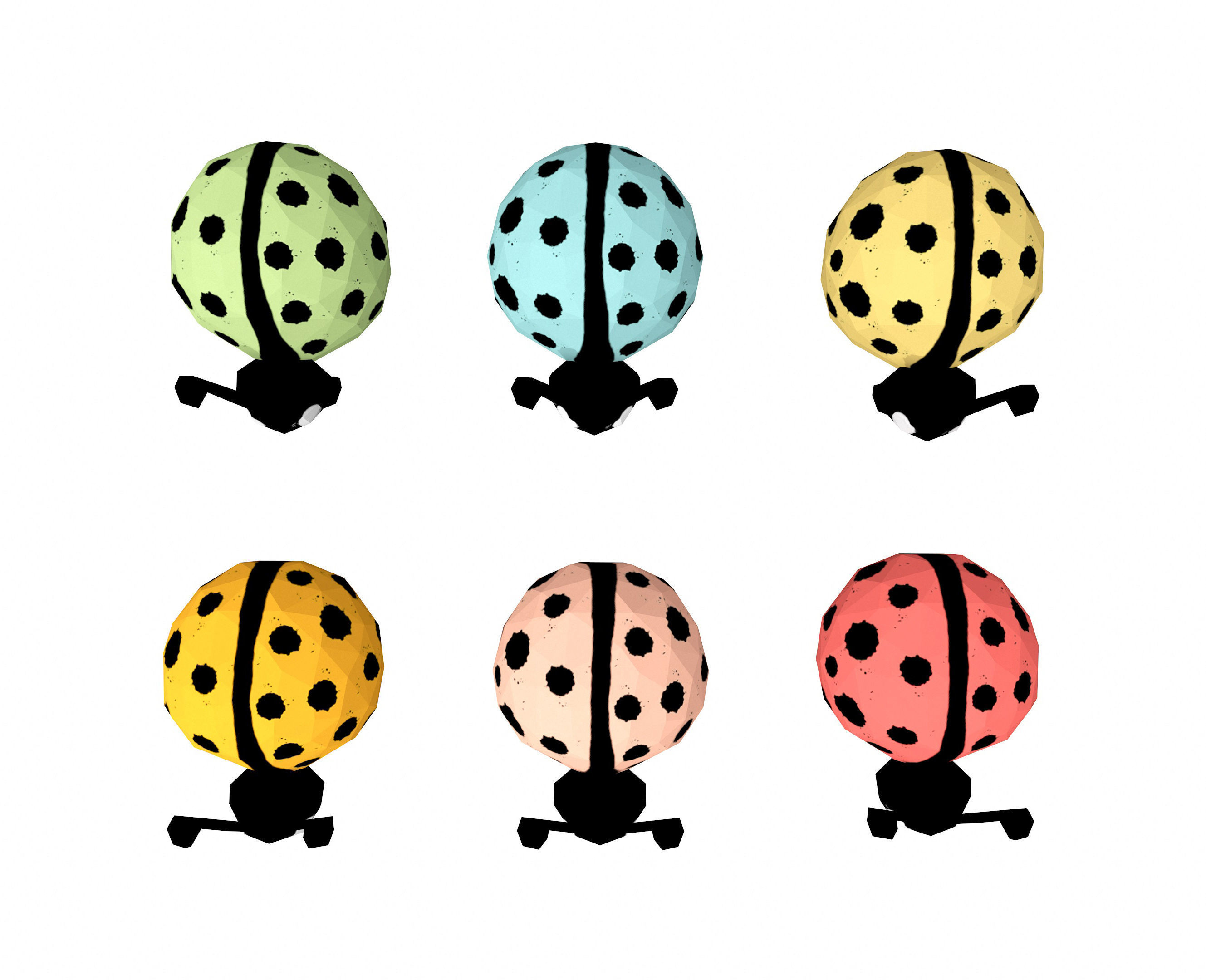 Cartoon Ladybugs -LOW POLY Low-poly 3D model_4