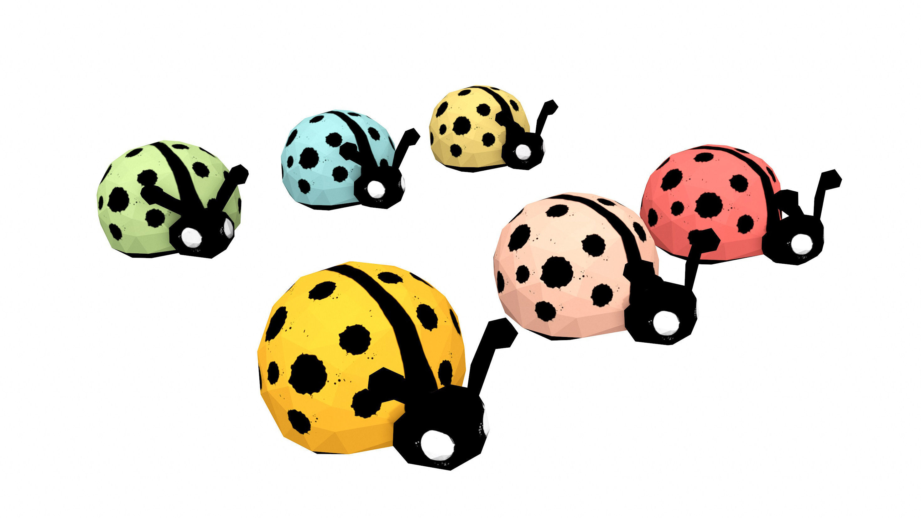 Cartoon Ladybugs -LOW POLY Low-poly 3D model_3