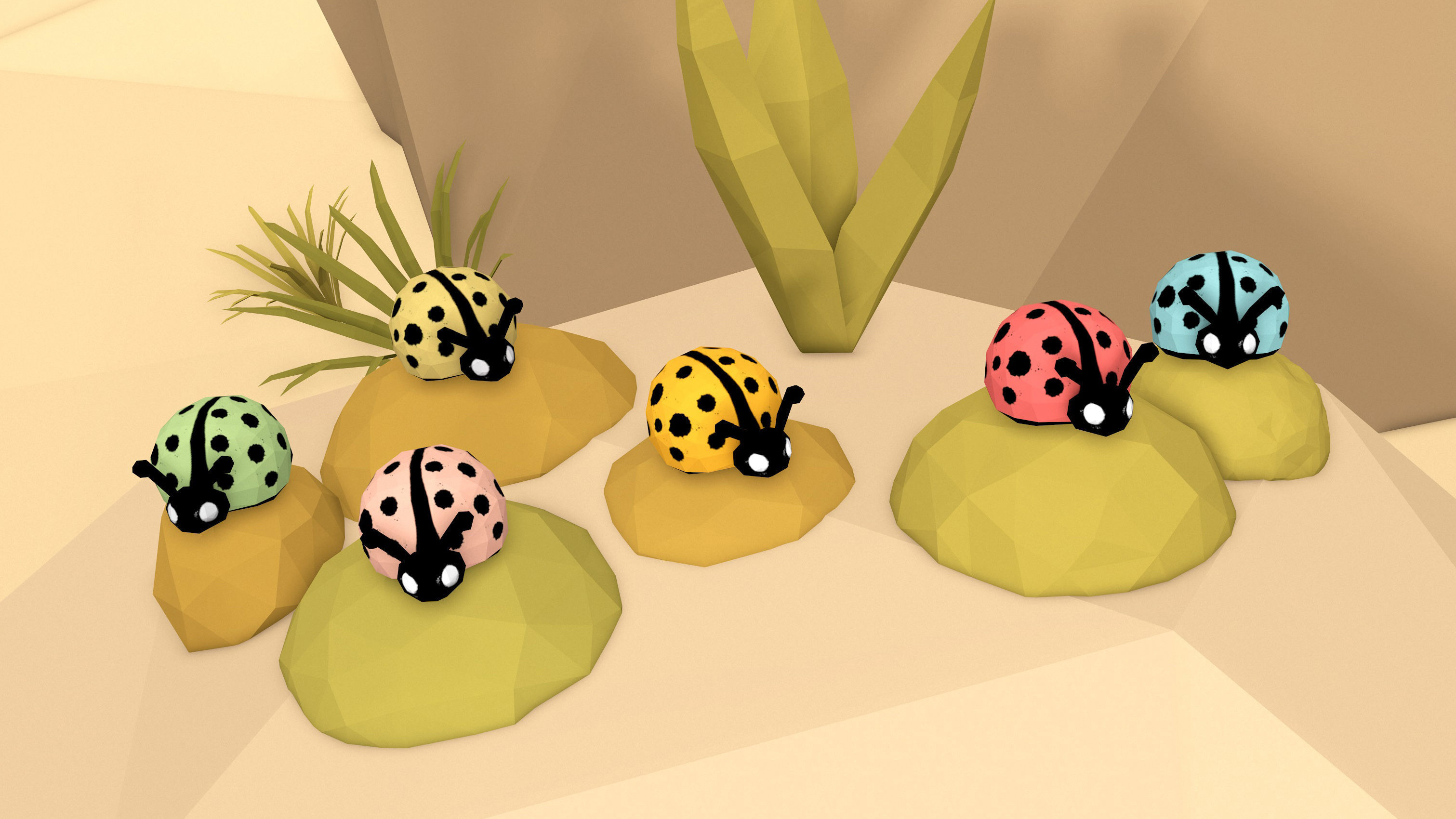 Cartoon Ladybugs -LOW POLY Low-poly 3D model_5