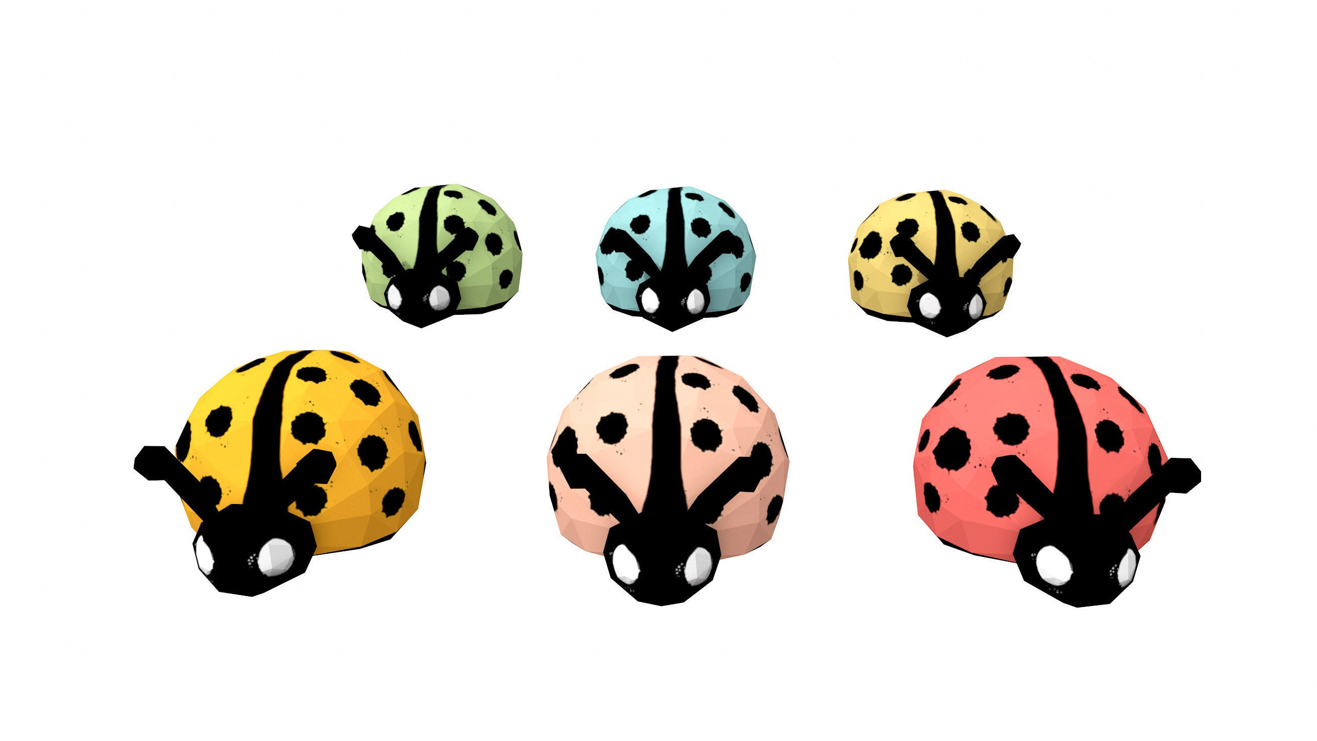 Cartoon Ladybugs -LOW POLY Low-poly 3D model_1