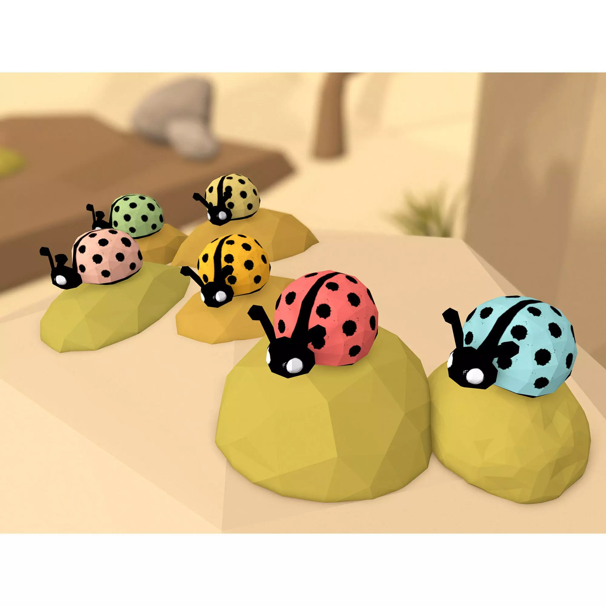Cartoon Ladybugs -LOW POLY Low-poly 3D model_0