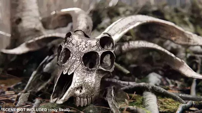 demon goat skull bronze