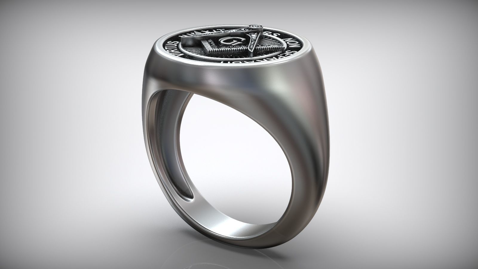 Freemason Square Compasses Gimmel Symbol Ring 3D print model_3