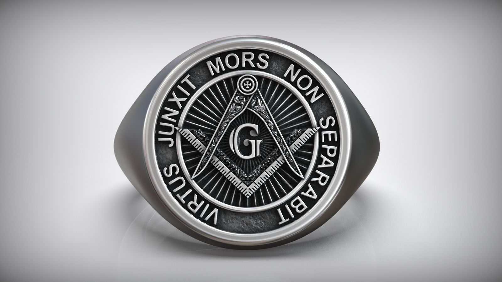 Freemason Square Compasses Gimmel Symbol Ring 3D print model_2