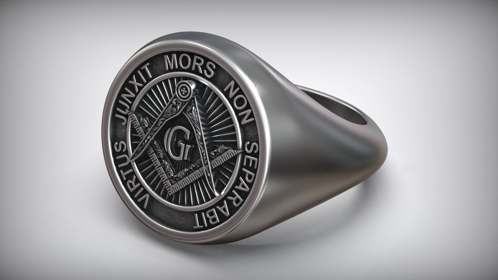 Freemason Square Compasses Gimmel Symbol Ring 3D print model_4