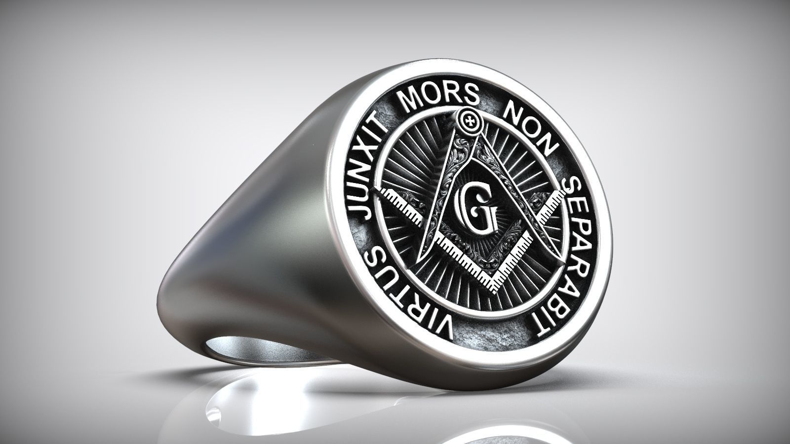 Freemason Square Compasses Gimmel Symbol Ring 3D print model_1