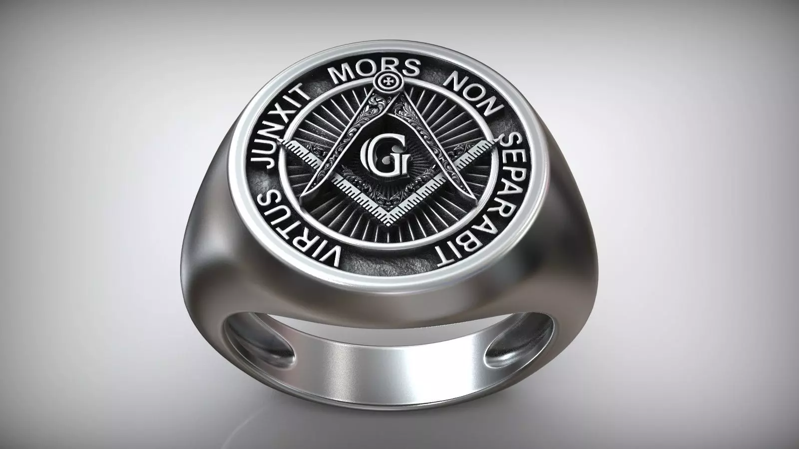 Freemason Square Compasses Gimmel Symbol Ring 3D print model_0