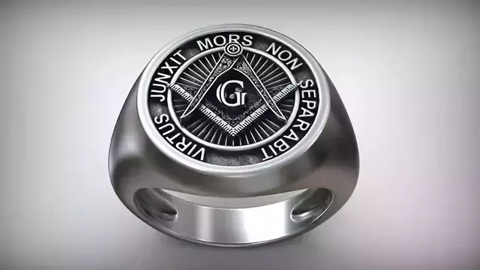 Freemason Square Compasses Gimmel Symbol Ring 3D print model