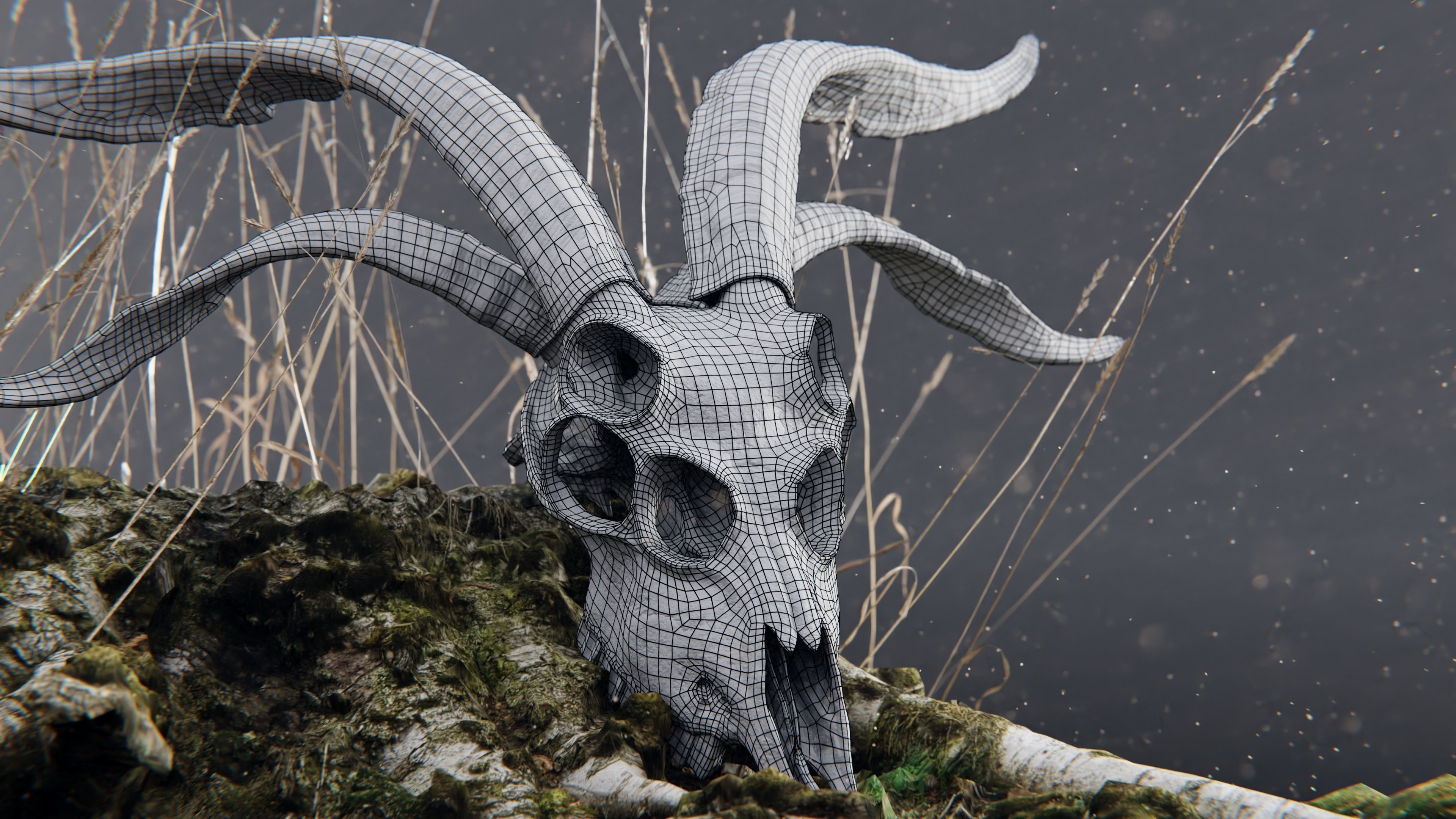 demon goat skull black 3D model_4