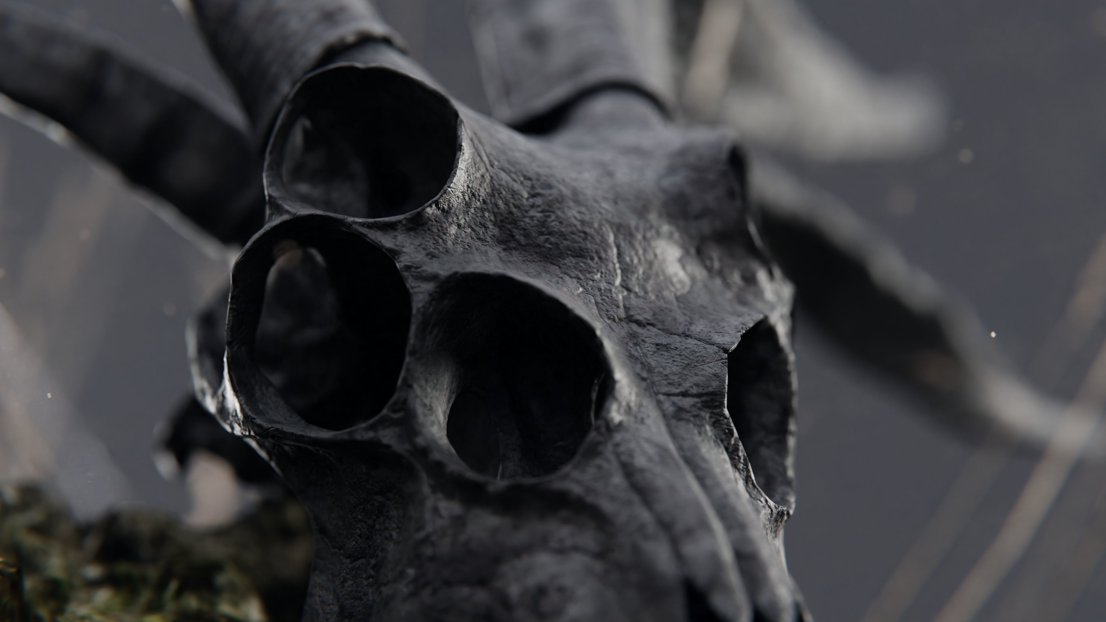 demon goat skull black 3D model_2