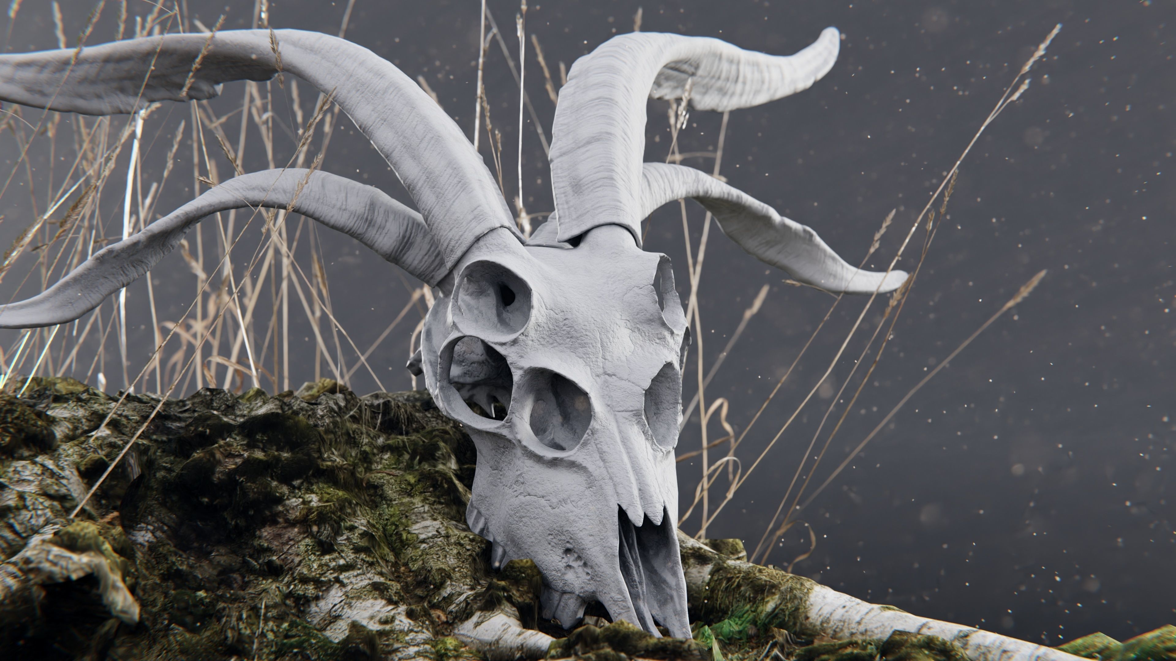demon goat skull black 3D model_5
