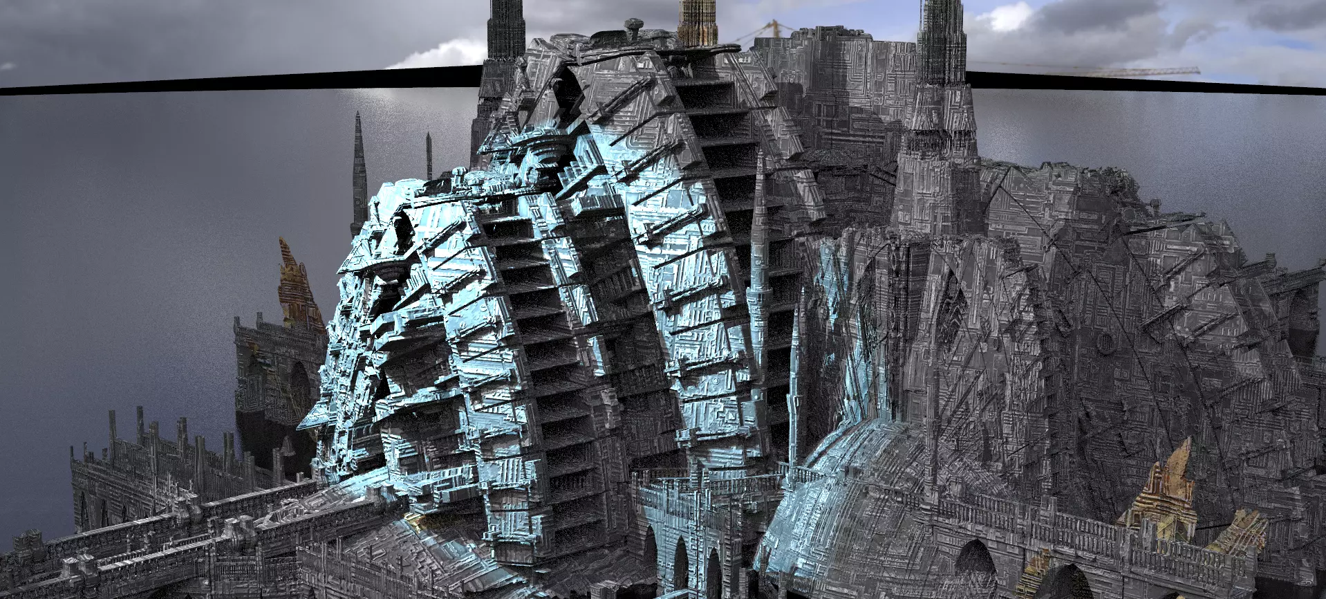 Covenant City Sky Generators Grid Kit bash 3D model_0