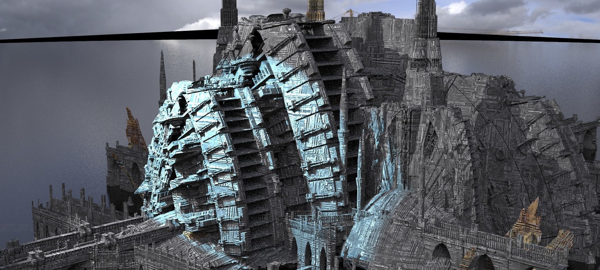 Covenant City Sky Generators Grid Kit bash 3D model_1