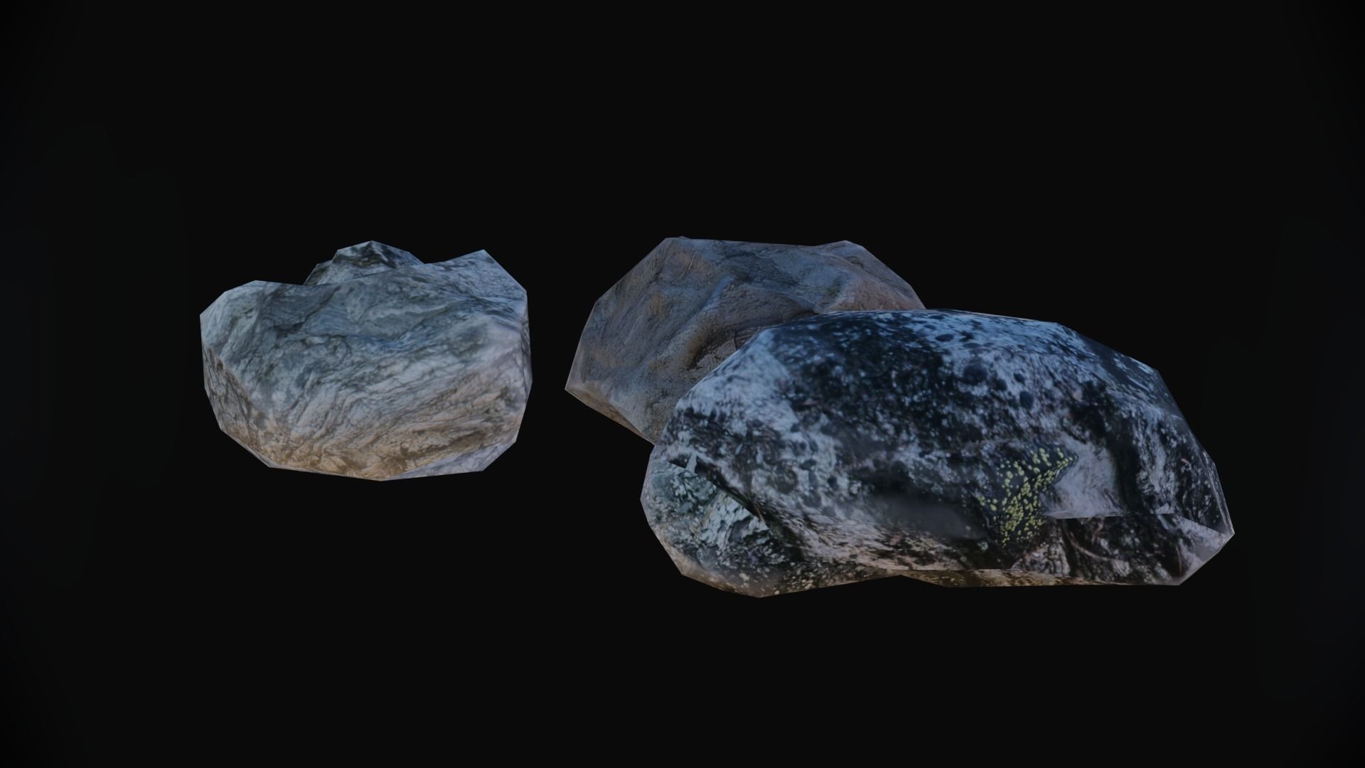 3 rock types Low-poly 3D model_4