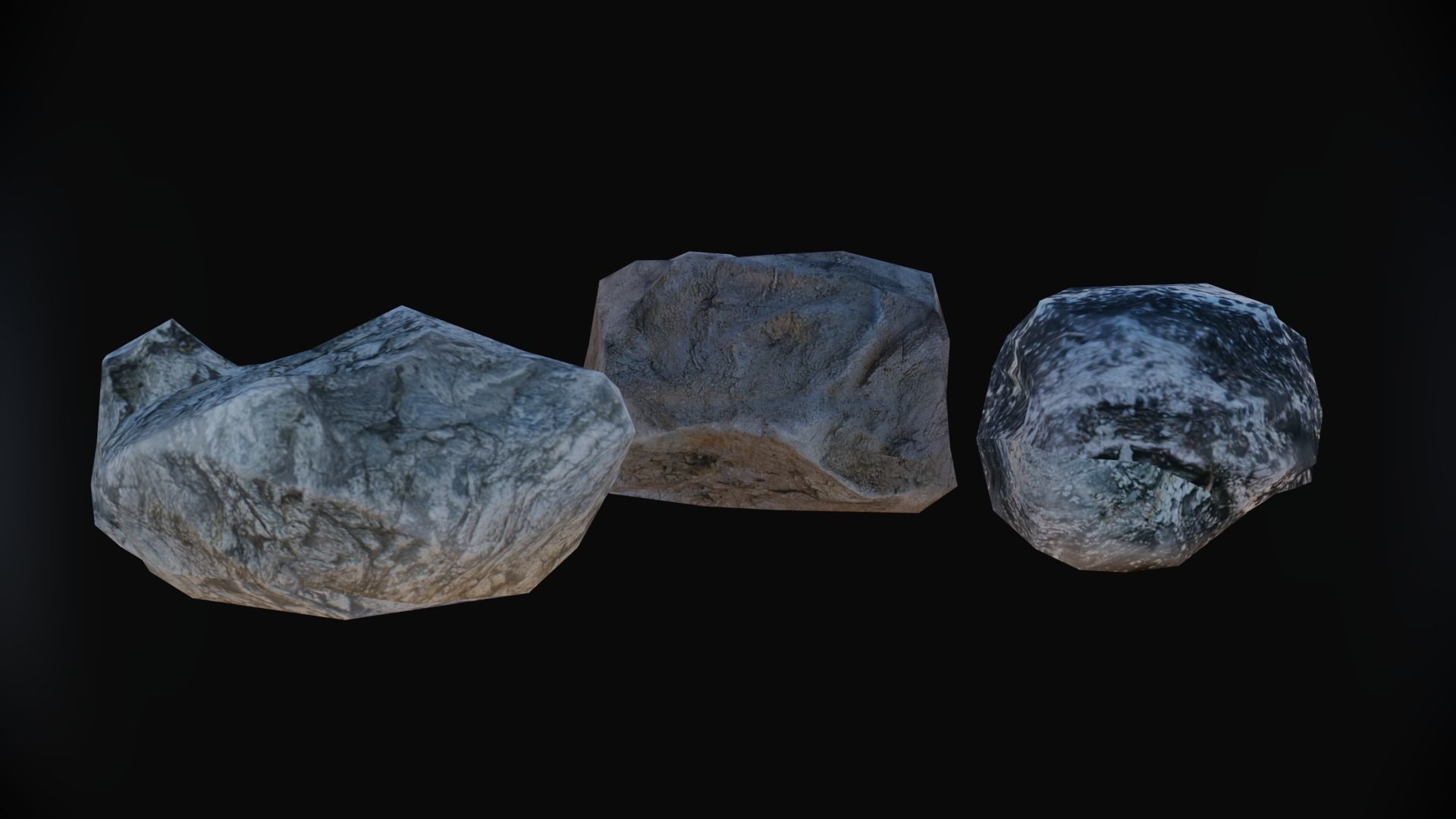 3 rock types Low-poly 3D model_10