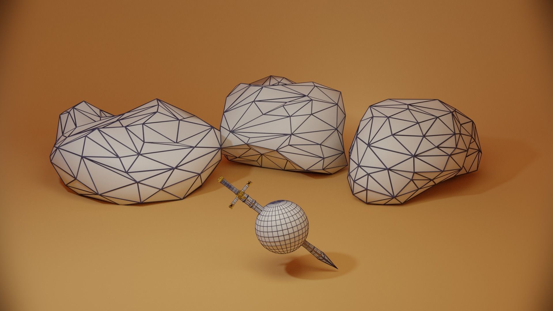 3 rock types Low-poly 3D model_12