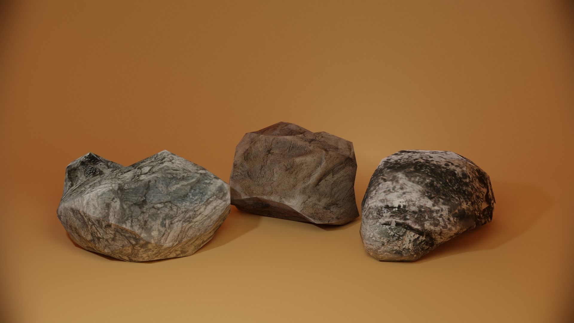 3 rock types Low-poly 3D model_2