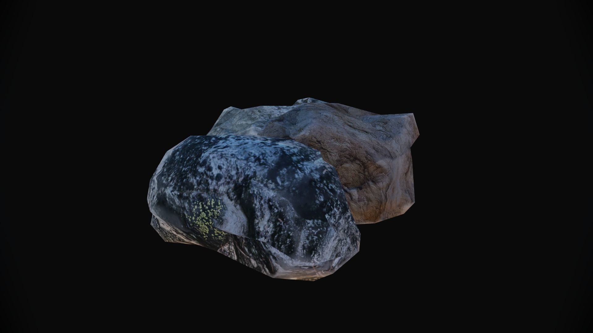 3 rock types Low-poly 3D model_5