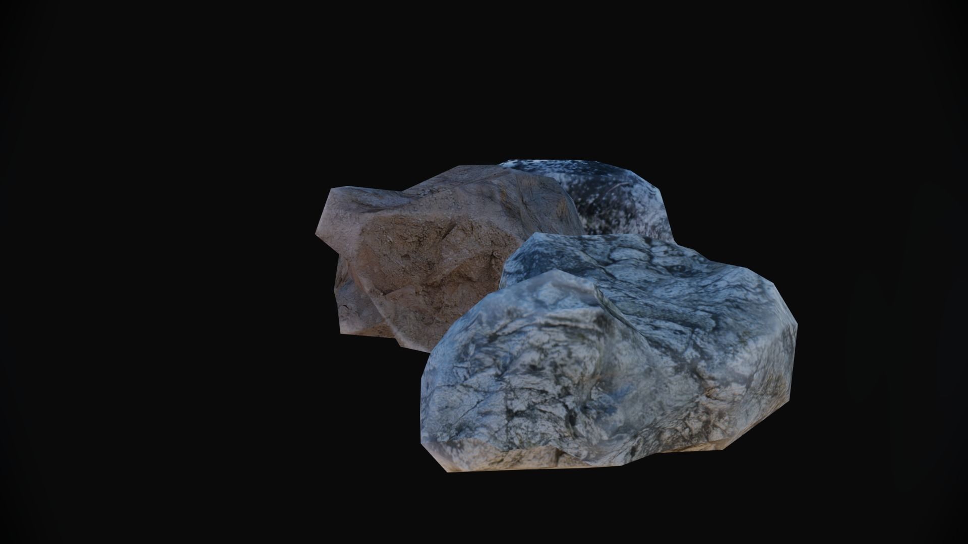 3 rock types Low-poly 3D model_8