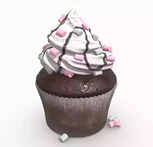 Cupcake and Marshmallows 3D model