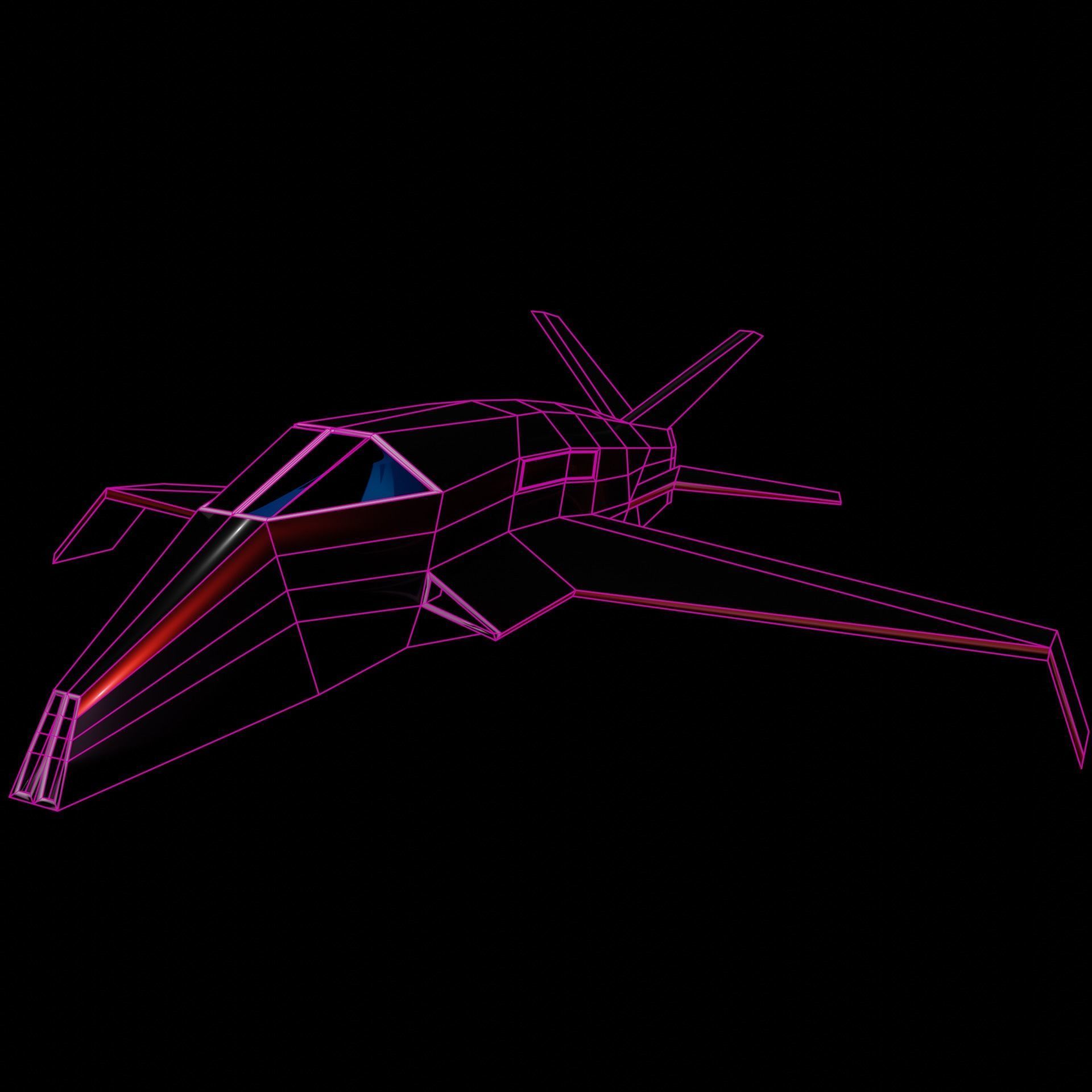  Space Ship lowpoly game ready Free low-poly 3D model_1